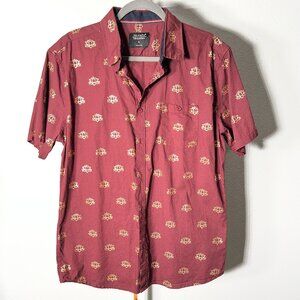 Triumph Over Tragedy 100% Cotton Burgundy & Gold Lotus Short-Sleeve SZ XL
